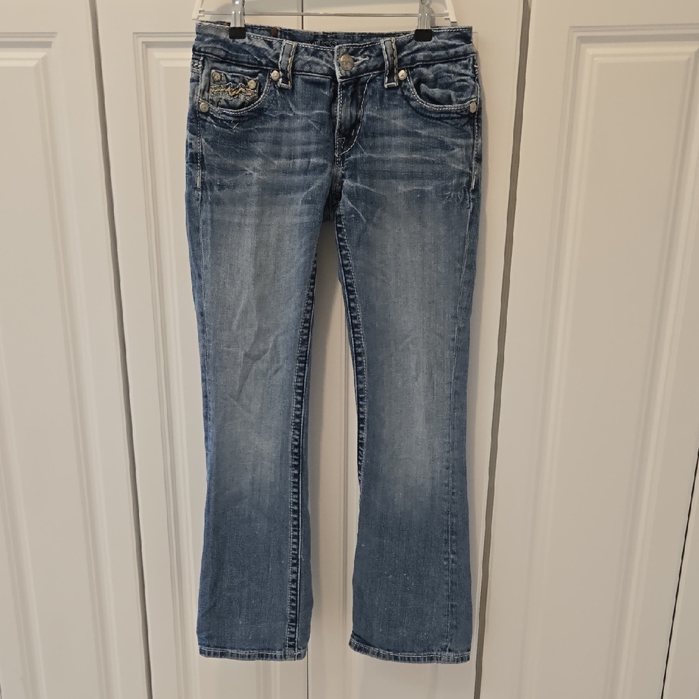Miss Me Light Blue Bootcut Jeans with Whiskering